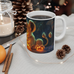 Mug Lionceau Lumineux – Tasse Petit Lion et Papillon Magique Forêt Nocturne Étincelante