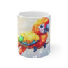 Mug Perroquet Arc-en-Ciel – Tasse Oiseau Tropical Magique Branche Étincelante Ciel Pastel