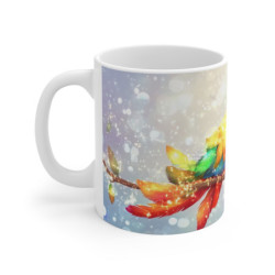 Mug Perroquet Arc-en-Ciel – Tasse Oiseau Tropical Magique Branche Étincelante Ciel Pastel