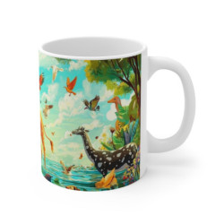Mug Safari Arc-en-Ciel – Illustration Jungle Aquatique Colorée avec Animaux Exotiques