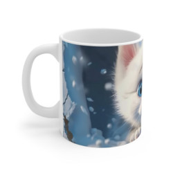 Mug Tasse Chaton Blanc Mignon – Animal Hiver Neige Enfant Adulte