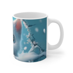 Mug Tasse Chaton Blanc Mignon – Hiver Neige Animal Enfant Adulte