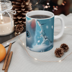 Mug Tasse Chaton Blanc Mignon – Hiver Neige Animal Enfant Adulte