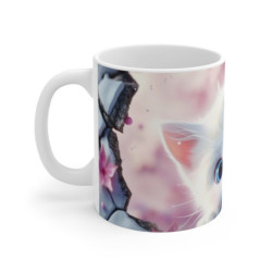 Mug Tasse Chaton Blanc Mignon – Fleurs Printemps Enfant Adulte