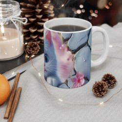 Mug Tasse Chaton Blanc Mignon – Fleurs Printemps Enfant Adulte