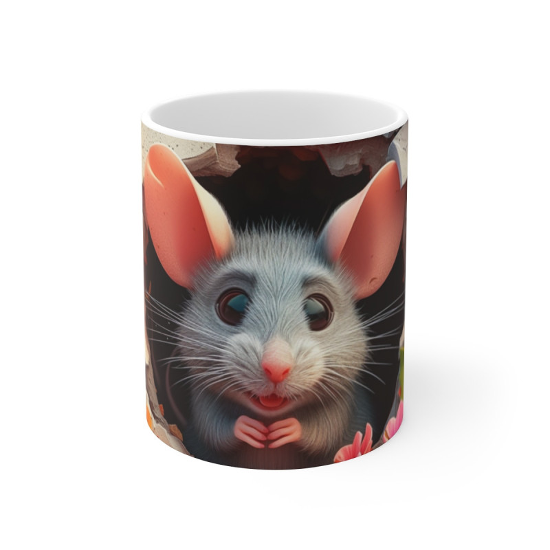 Mug Tasse Souris Mignonne Cartoon – Animal Fleurs Enfant Adulte Nature