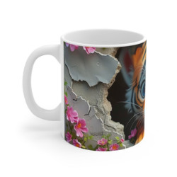 Mug Tasse Tigre Mignon Cartoon – Animal Jungle Fleurs Enfant Adulte