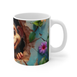 Mug Tasse Singe Mignon Cartoon – Animal Jungle Fleurs Enfant Adulte