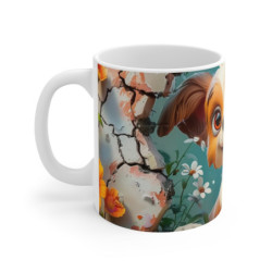 Mug Tasse Chien Mignon Cartoon – Animal Compagnon Fleurs Enfant Adulte
