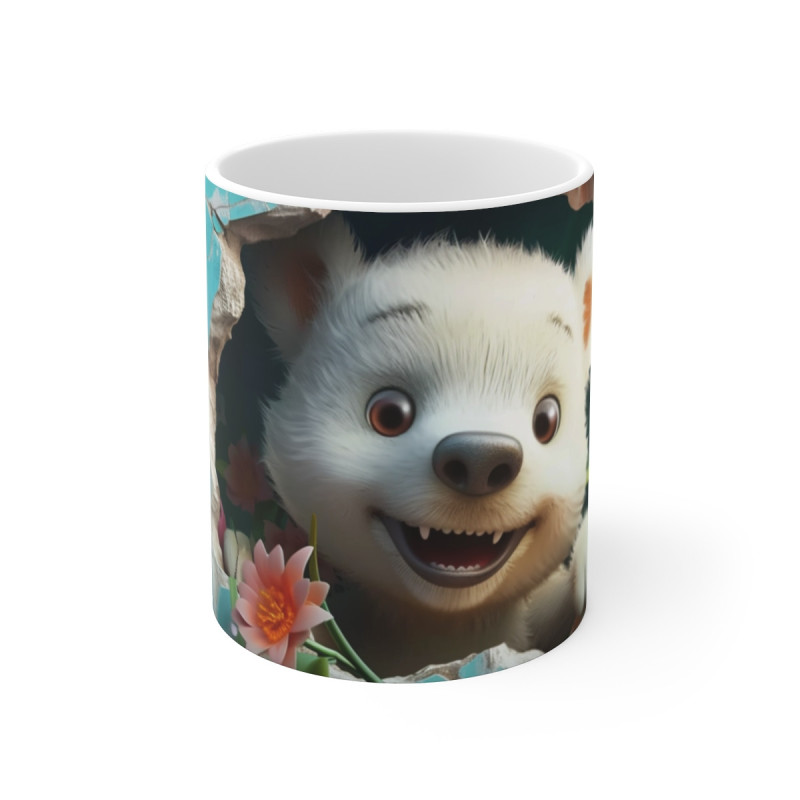 Mug Tasse Ours Polaire Mignon Cartoon – Animal Hiver Fleurs Enfant Adulte