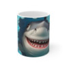 Mug Tasse Requin Cartoon Mignon – Animal Océan Bleu Fleurs Tropicales Enfant Adulte
