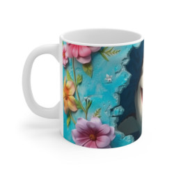 Mug Tasse Requin Cartoon Mignon – Animal Océan Bleu Fleurs Tropicales Enfant Adulte