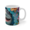 Mug Tasse Requin Cartoon Mignon – Animal Océan Bleu Fleurs Tropicales Enfant Adulte