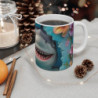 Mug Tasse Requin Cartoon Mignon – Animal Océan Bleu Fleurs Tropicales Enfant Adulte