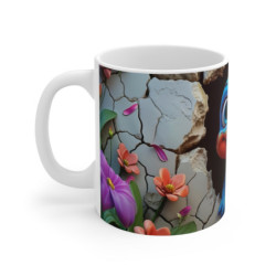 Mug Tasse Dinosaure Cartoon Mignon – Bébé Dino Bleu Orange Enfant Adulte Fleurs Colorées