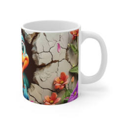 Mug Tasse Dinosaure Cartoon Mignon – Bébé Dino Bleu Orange Enfant Adulte Fleurs Colorées