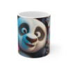 Tasse Panda Adorable – Mug Panda Cartoon Regard Espiègle avec Fleurs Roses et Fond Vintage Craquelé