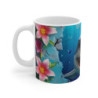 Tasse Requin Marrant – Mug Requin Cartoon avec Décor Océanique et Fleurs, Cadeau Amusant pour Amateurs de la Mer