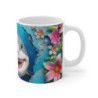 Tasse Requin Marrant – Mug Requin Cartoon avec Décor Océanique et Fleurs, Cadeau Amusant pour Amateurs de la Mer