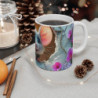 Tasse Souris Adorable – Mug Cartoon Souris Grise avec Fleurs Colorées et Mur Fissuré, Tasse Rigolote pour Amoureux des Rongeurs