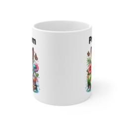 Mug Renard Fennec Été – Tasse Personnalisable Prénom, Renard Cartoon avec Bouée Pastèque & Décor Tropical