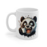 Tasse Panda Café Addict Mug Humour Panda Surexcité avec Café Débordant, Cadeau Original pour Accro à la Caféine