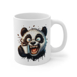 Tasse Panda Café Addict Mug Humour Panda Surexcité avec Café Débordant, Cadeau Original pour Accro à la Caféine