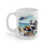 Tasse Panda Plage Été  Mug Panda en Transat avec Lunettes de Soleil et Livre, Ambiance Vacances Bord de Mer