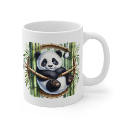 Tasse Panda Mignon Bambou – Mug Panda Assis sur Branche, Décor Cercle Asiatique Nature et Feuillage Zen