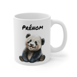 Tasse Panda Bébé Personnalisable  Mug Prénom avec Panda Assis Sourire , Cadeau Enfant et Fan d’Animaux
