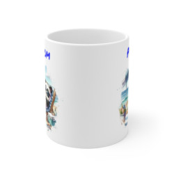 Tasse Panda Été Personnalisable – Mug Panda avec Lunettes, Lecture et Mer, Cadeau Mignon pour Vacances ou Détente