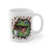 Tasse Grenouille Rigolote – Mug Café Cartoon avec Grenouille Surexcitée et Taches de Café, Cadeau Original Humour Matin