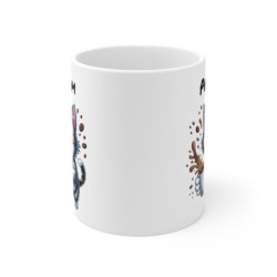 Tasse Chat Rigolo Personnalisable – Mug Chaton Énergique avec Café, Cadeau Humour pour Amoureux des Chats