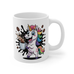 Tasse Licorne Amusante – Mug Licorne Rigolote avec Café Débordant, Cadeau Fun et Coloré