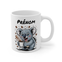 Tasse Koala Personnalisée avec Prénom – Mug Drôle Café Koala pour Femme, Homme ou Enfant