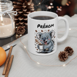Tasse Koala Personnalisée avec Prénom – Mug Drôle Café Koala pour Femme, Homme ou Enfant