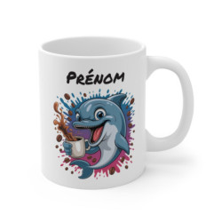 Tasse Dauphin Personnalisée avec Prénom – Mug Drôle Café Marin pour Femme, Homme ou Enfant