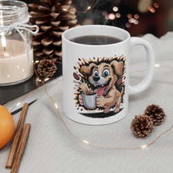Tasse Chien Drôle – Mug Café avec Chien Énergique, Idée Cadeau Originale pour Amateurs de Chiens