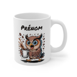 Tasse Hibou Personnalisée avec Prénom – Mug Drôle Café Chouette pour Femme, Homme ou Enfant