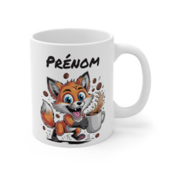 Tasse Renard Personnalisée avec Prénom – Mug Drôle Renard Café pour Femme, Homme ou Enfant