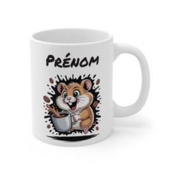 Tasse Hamster Personnalisée avec Prénom – Mug Drôle Café Hamster pour Femme, Homme ou Enfant