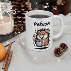 Tasse Hamster Personnalisée avec Prénom – Mug Drôle Café Hamster pour Femme, Homme ou Enfant