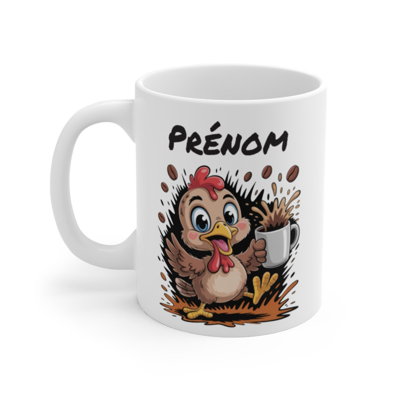 Tasse Poule Personnalisée avec Prénom – Mug Drôle de Poule pour Amateurs de Café