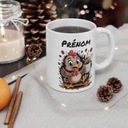 Tasse Poule Personnalisée avec Prénom – Mug Drôle de Poule pour Amateurs de Café