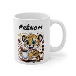 Tasse Guépard Personnalisée avec Prénom – Mug Drôle Café Animal pour Enfant, Femme ou Homme