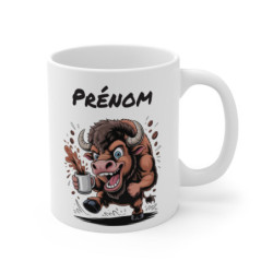Tasse Taureau Personnalisée avec Prénom – Mug Café Animal Fort et Drôle pour Homme, Femme, Enfant
