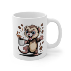 Tasse Furet Drôle – Mug Café avec Furet Cartoon Énergique pour Femme, Homme ou Enfant