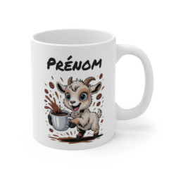Tasse Chèvre Personnalisée avec Prénom – Mug Drôle Café Animal pour Femme, Homme ou Enfant