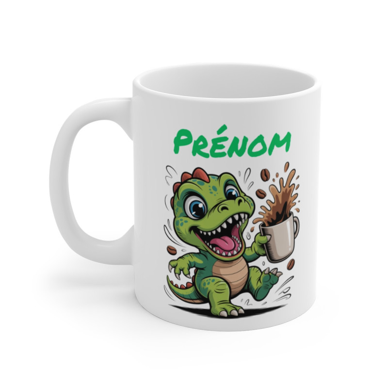 Tasse Dinosaure Personnalisée avec Prénom – Mug Café Drôle Dino pour Enfant, Femme ou Homme