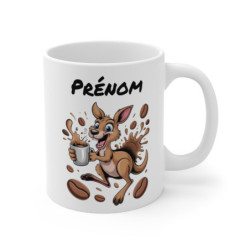 Tasse Kangourou Personnalisée avec Prénom – Mug Drôle Café Kangourou Cartoon pour Femme, Homme ou Enfant